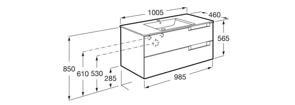 Деревянный подвесной умывальник с ящиками Roca Aleyda ARCH-00087642 - Вид №15