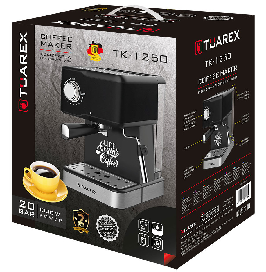 9023377 Кофеварка рожковая Tuarex TK-1250 черный STDN-0056466 - Вид №4