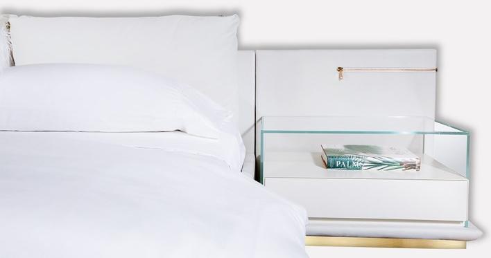 MORADA Кожаная кровать King size со встроенными прикроватными тумбочками Lampo Lampo bedfs - Вид №1