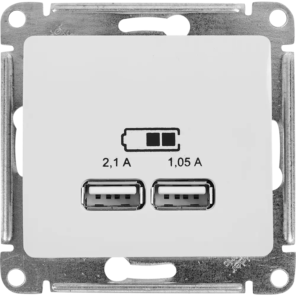Schneider Electric Glossa — встраиваемая USB-розетка с двумя портами 86710186 STLM-0070803