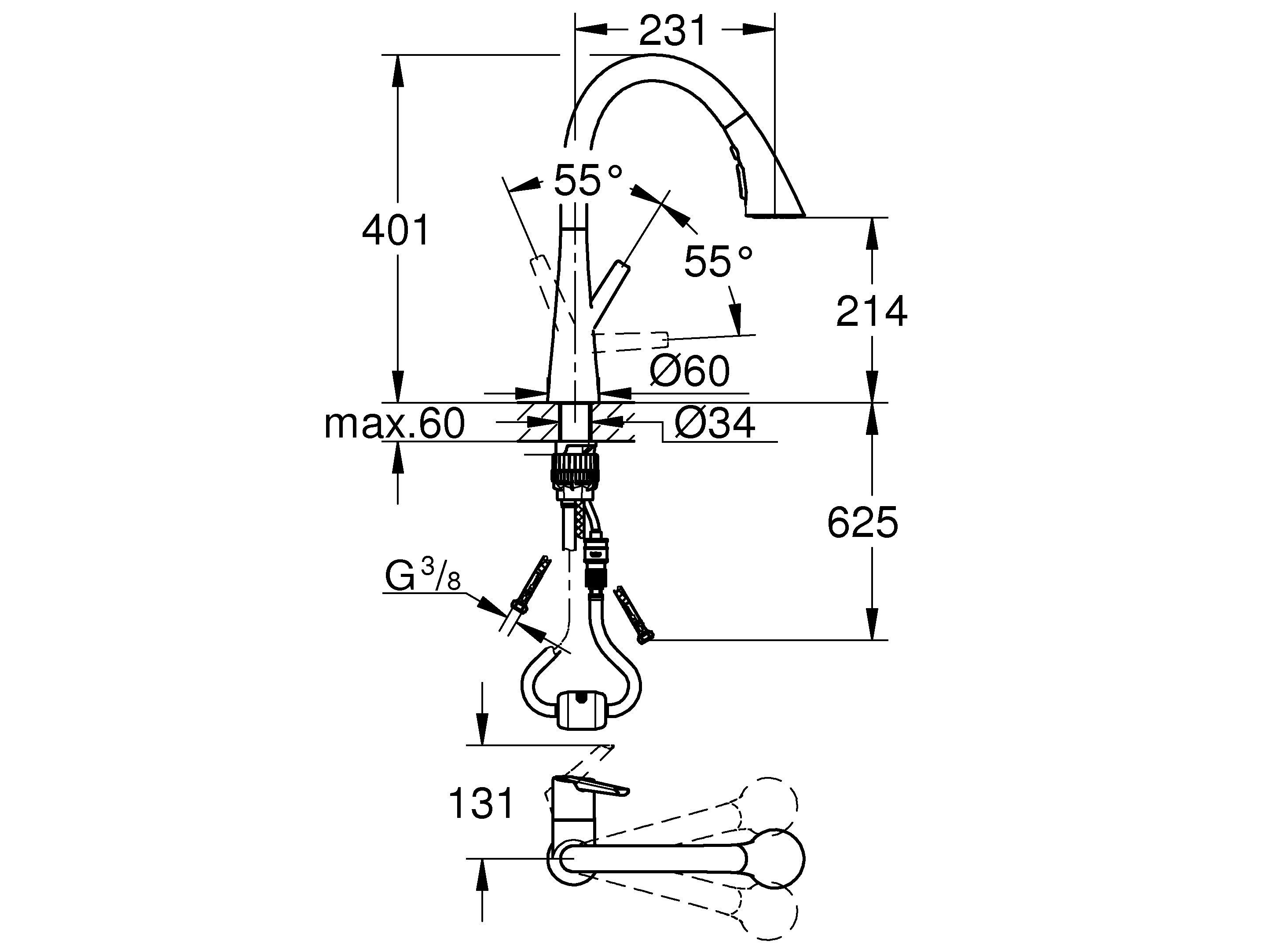Смеситель для кухни с ограничителем расхода Grohe Zedra ARCH-00030252 - Вид №14