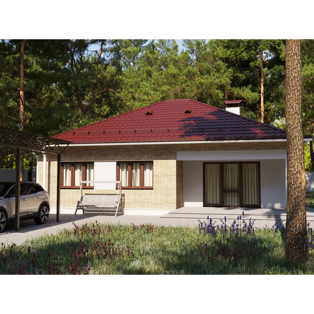 Металлочерепица 0.5 мм ГОСТ 3600x1180 мм RAL 3005 красный Grand Line STLM-2173198 - Вид №3
