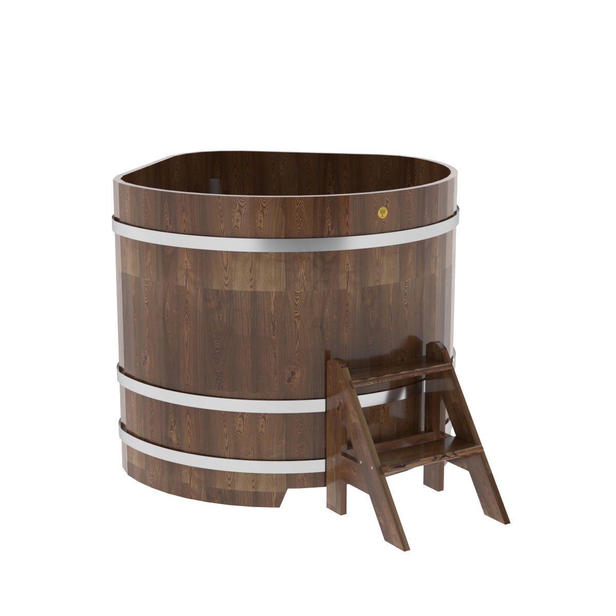 1576 Купель угловая из сращенных ламелей лиственницы 1,19х1,19х1,1 морёная Alyarus 