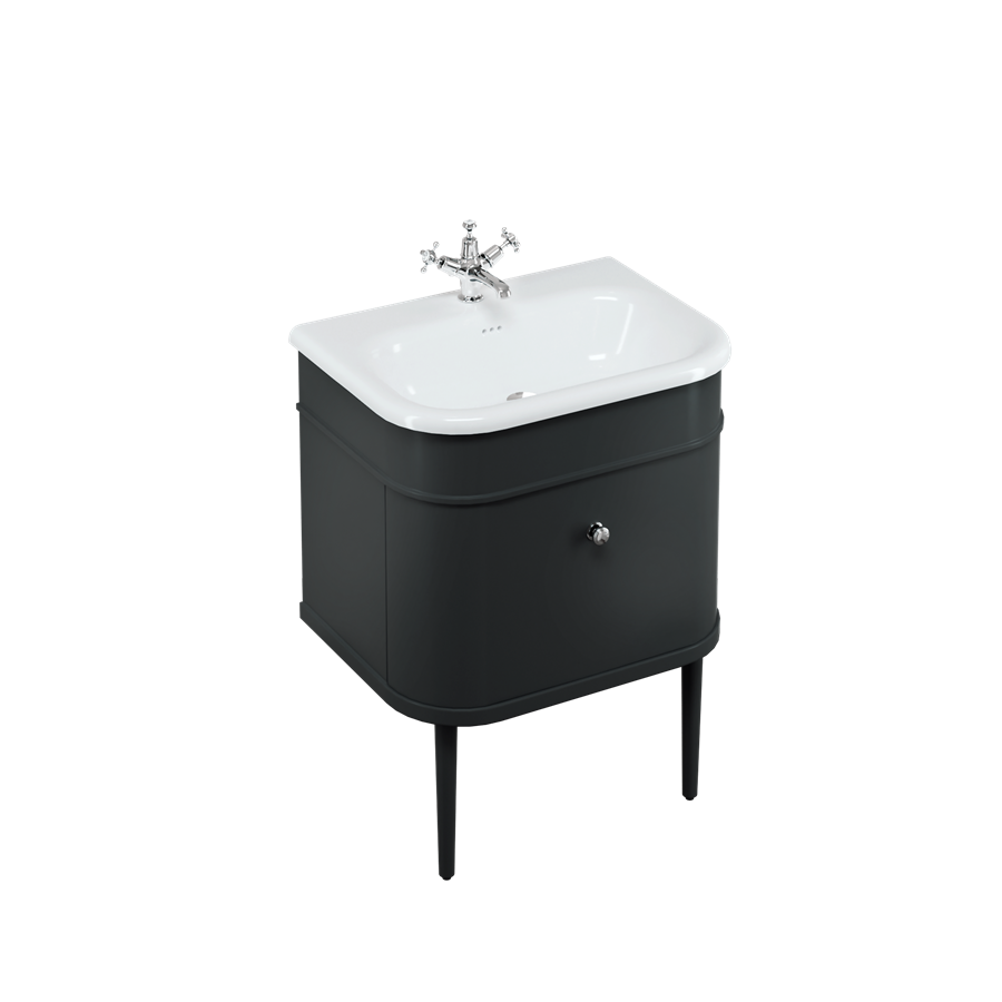 Burlington Chalfont Chalfont 650 мм одинарный ящик - матовый черный с матовыми черными ногами CH65MB-CHLEGMB 