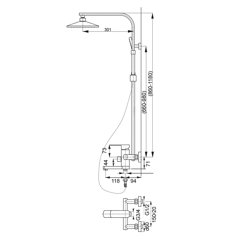 Душевая система Raiber R0808 R0808 Santreyd  - Вид №1