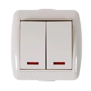 Выключатель Lezard Nata 2 клавиши проходной с подсветкой цвет кремовый