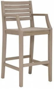 JANUS et Cie Барный стул из тикового дерева с подлокотниками Relais