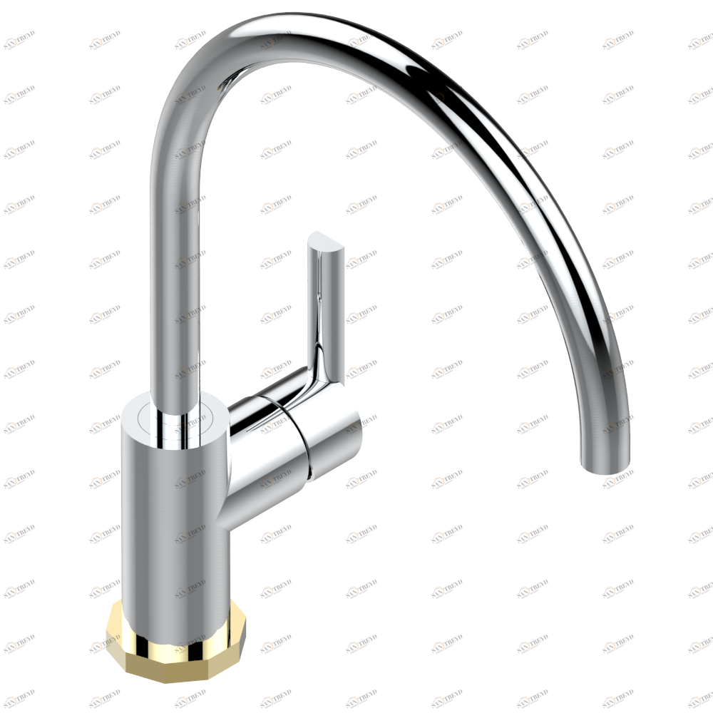 G8B-6181N Смеситель для кухонной мойки однорычажный Thg-paris Les Ondes с рукоятками Хром/золото G8B 6181N CAT.A