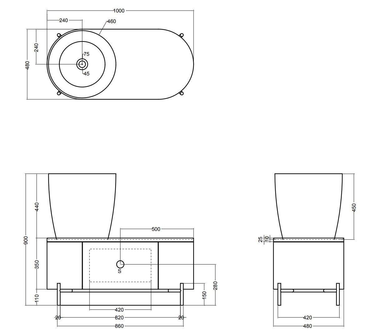 Деревянный напольный умывальник с ящиками Axa DP ARCH-00039699 - Вид №6