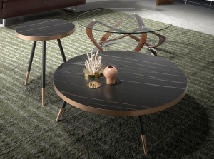 102080 Круглый журнальный столик из стекла и массива ореха Angel Cerda CT20050