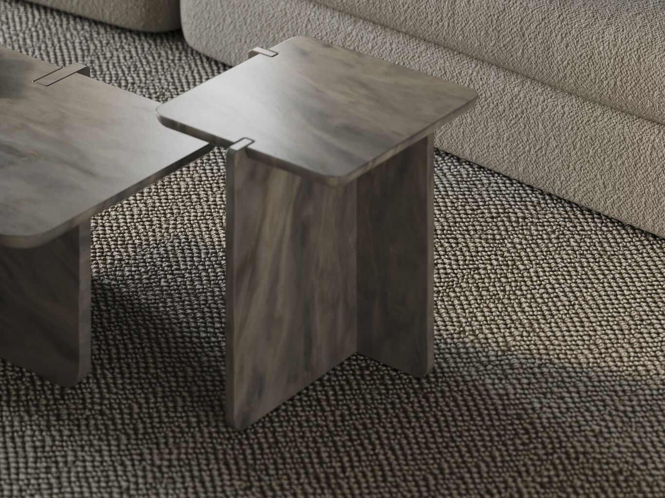 Квадратный журнальный столик из серого мрамора Maami Home Notch ARCH-00033146