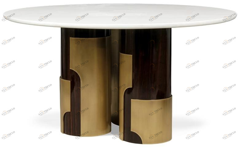 JOSÉ LEITE DE CASTRO Круглый стол из черного дерева и мрамора  13208536 