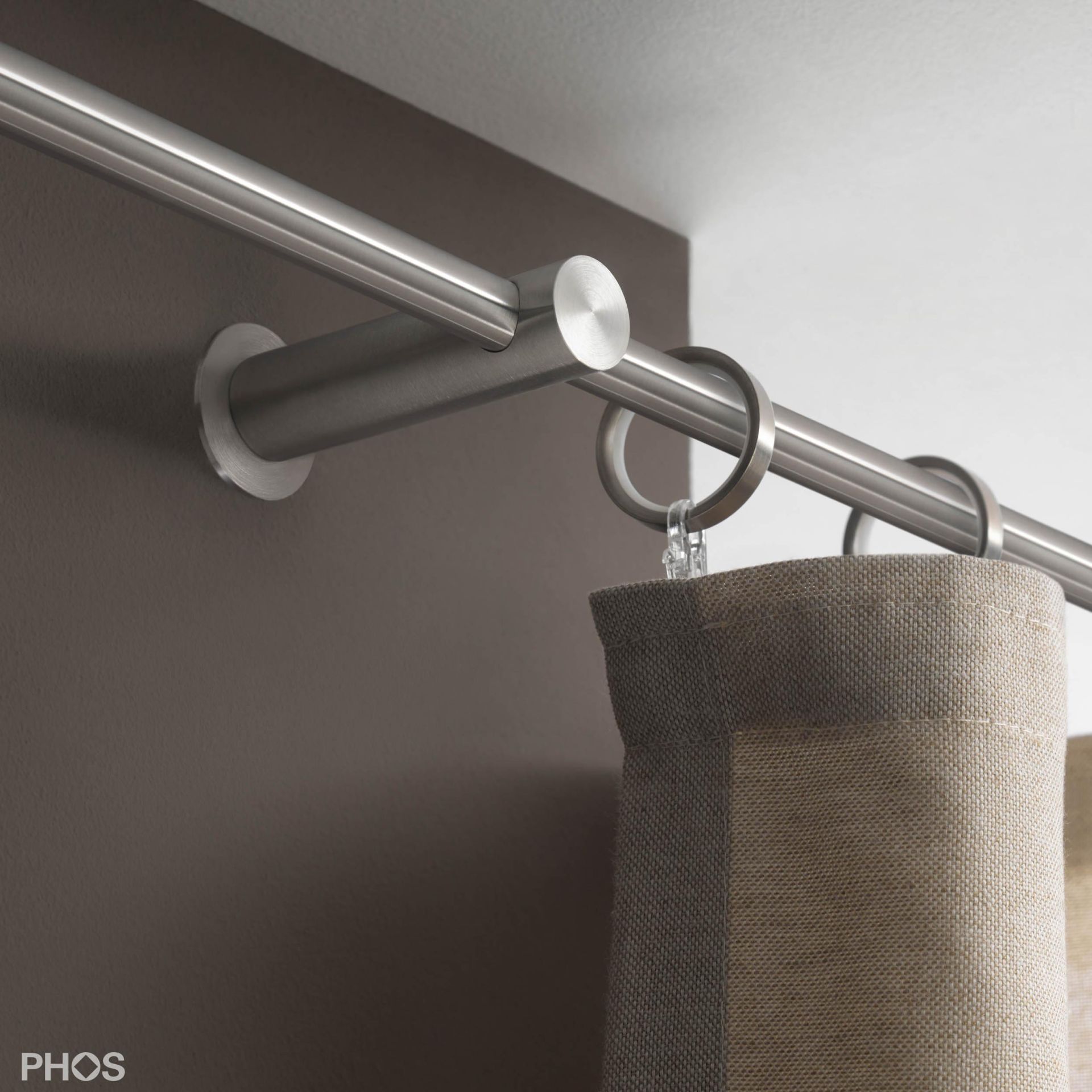 VS20-80-2800 Комплект карнизов: 280 см с 2 держателями и 1 держателем карниза в качестве центральной опоры (недалеко от стены) PHOS  - Вид №2