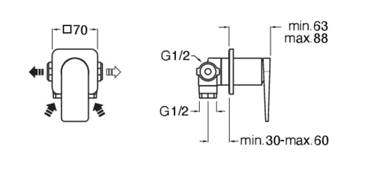 Однорычажный смеситель для душа CRISTINA Rubinetterie Blade ARCH-00051448 - Вид №2