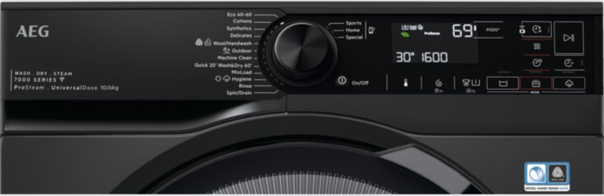 9136690 Стирально-сушильная машина AEG LWR73166OE черный STDN-0045975 - Вид №1