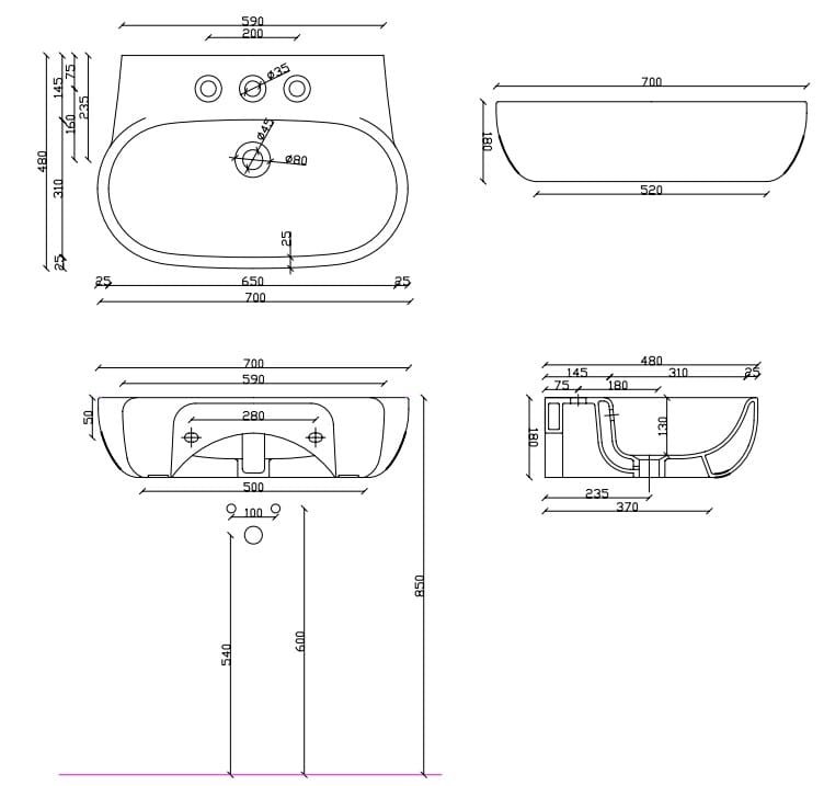 Керамическая раковина на колонне Galassia ARCH-00139940 - Вид №2