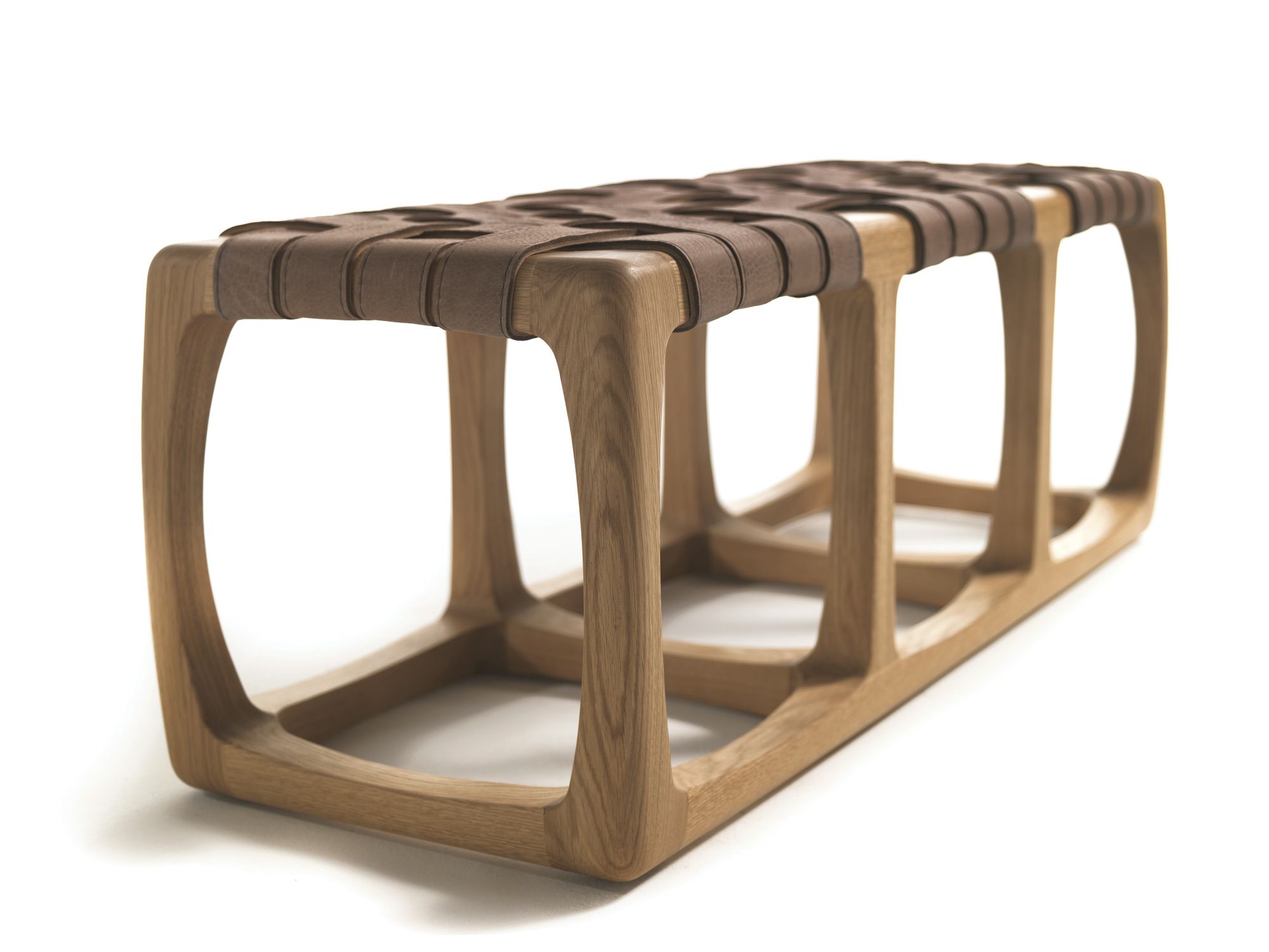 Скамья из массива дерева с кожаным сиденьем Riva 1920 бунгало ARCH-00078663 - Вид №2