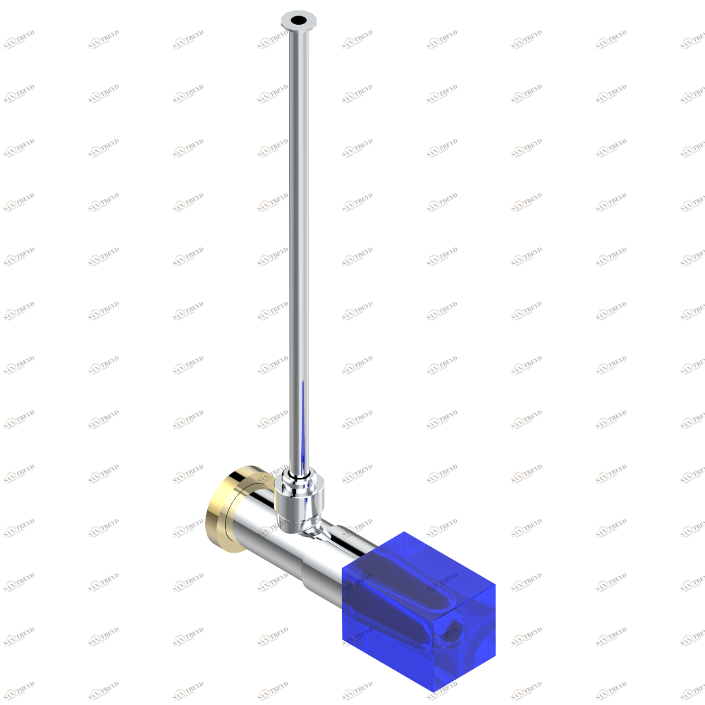 U6K-181/S Кран запорный 1/2" стильный регулируемый с 30 cм трубкой Thg-paris Beyond crystal с синим хрусталём Хром/золото U6K-181/S CAT.A