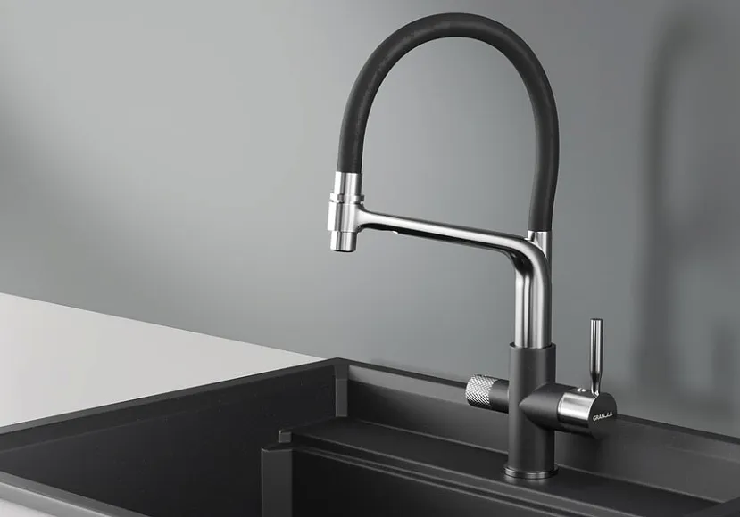 0075, ЧЁРНЫЙ, СМЕСИТЕЛЬ КУХОННЫЙ GRANULA 75-ST78