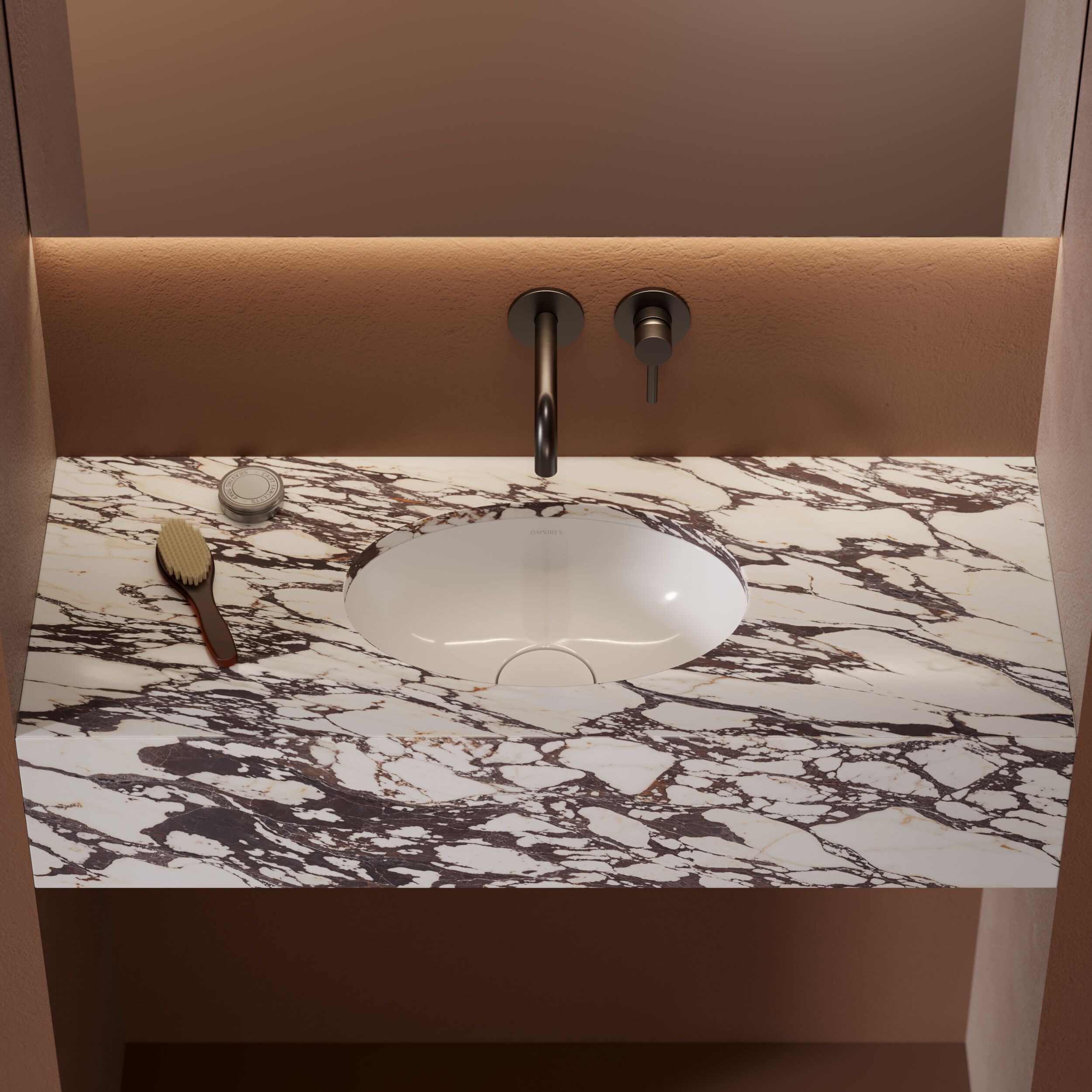 Встраиваемый умывальник из Овального композитного материала OMNIRES SHELL M+ SHELLUP ARCH-00143000 - Вид №36