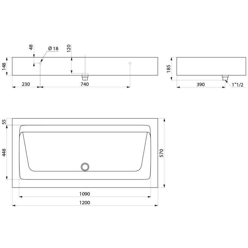 454120 Коллективный настенный умывальник MINERALCAST DELABIE  - Вид №1