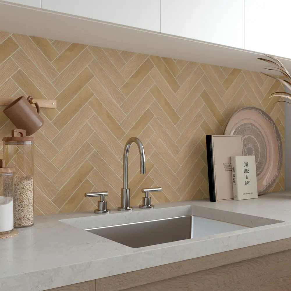 Керамическая мозаика ARTENS Living под паркет в бежевых тонах 82661990 Chevron STLM-0033169 - Вид №5