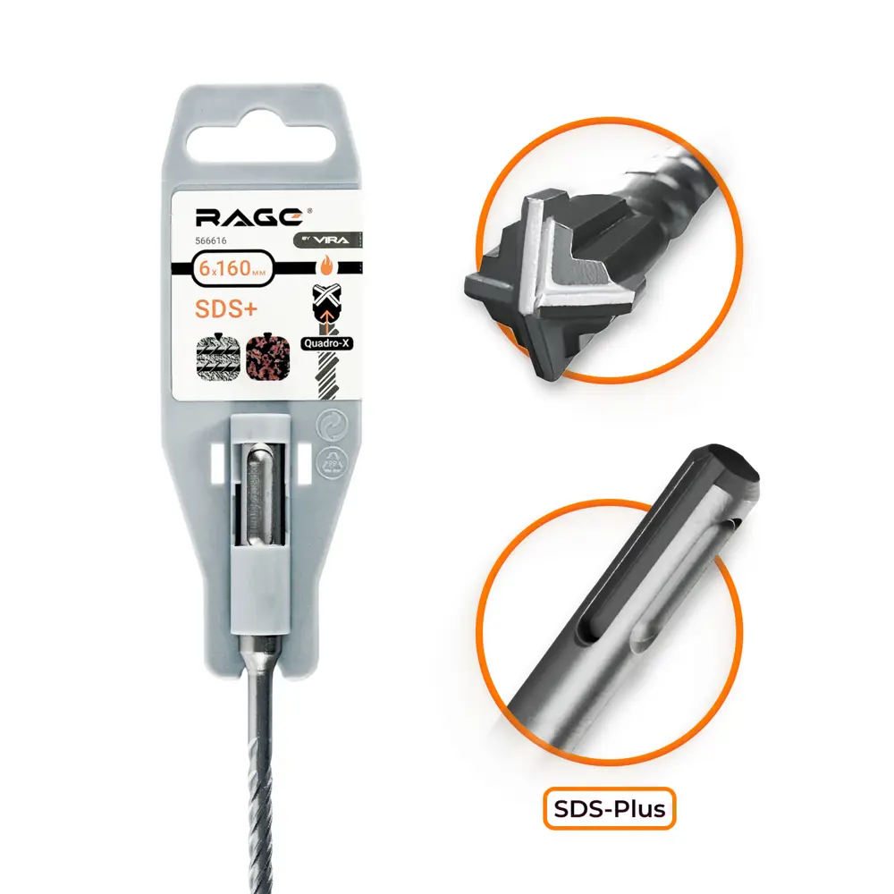 Бур по бетону RAGE SDS-plus 6x160 мм для перфораторов 89383443 STLM-1328861 - Вид №1