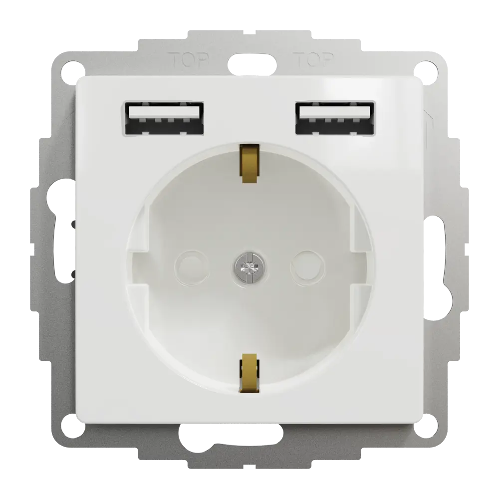 Розетка встраиваемая Systeme Electric Sedna Design с заземлением разъем USB, цвет белый STLM-2185867