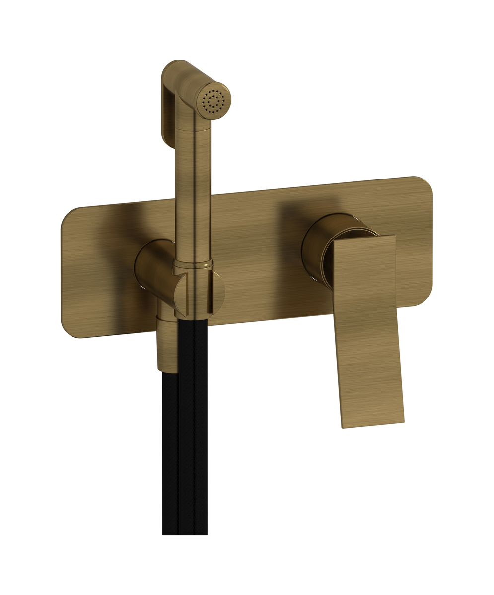 Внешние части гигенического душа со смесителем. WE ARE IB wa313cs Modern Bronze Wave