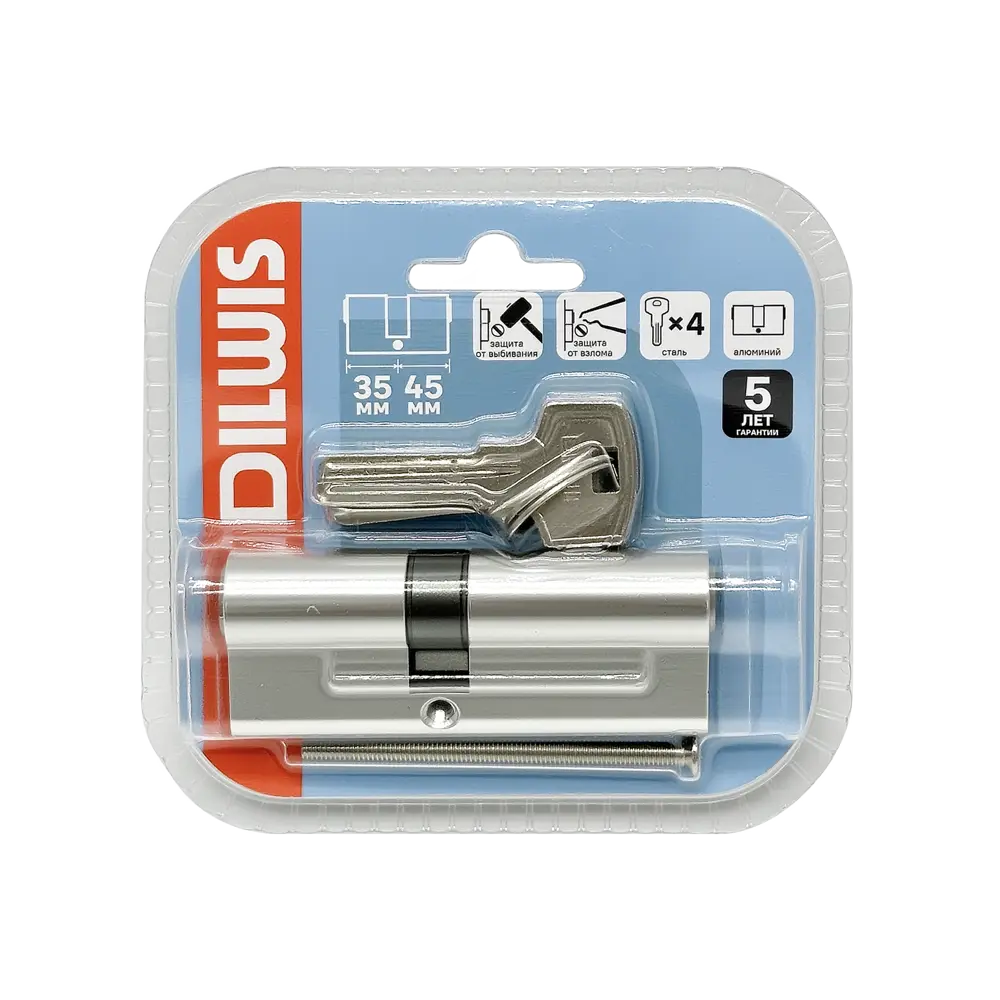 Цилиндр для замка DILWIS L2 35x45 мм ключ-ключ цвет хром STLM-2107525 - Вид №2
