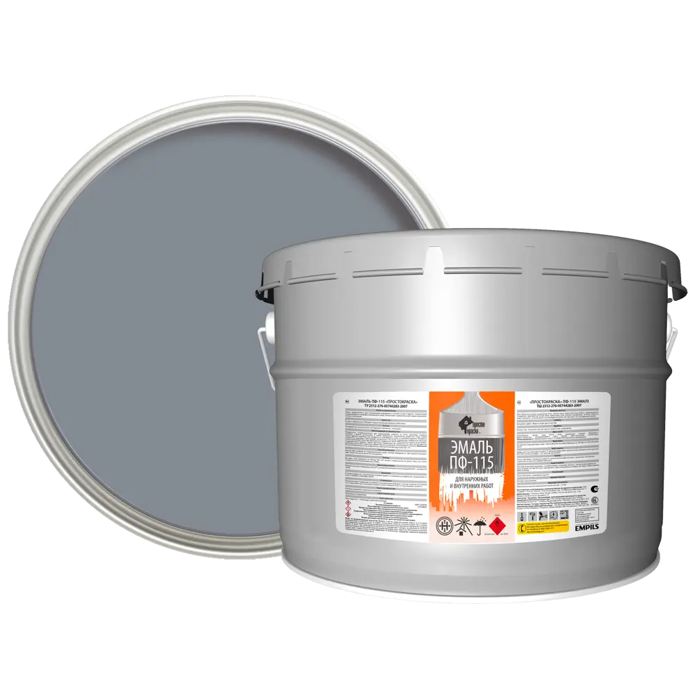 Эмаль Простокраска ПФ-115 полуматовая цвет серый 10 кг STLM-2193346