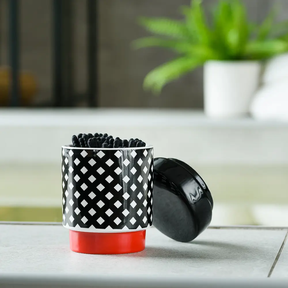 Контейнер для ватных палочек Moroshka Memphis цвет чёрный/белый/красный STLM-2013167 - Вид №4