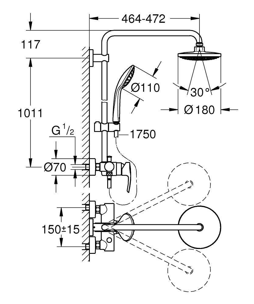 27473000 Душевая система Grohe Euphoria хром - Вид №1