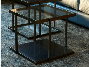 Duvivier Canapés Квадратный журнальный столик с композитной мраморной и стеклянной столешницей Rio Riobc11v1k