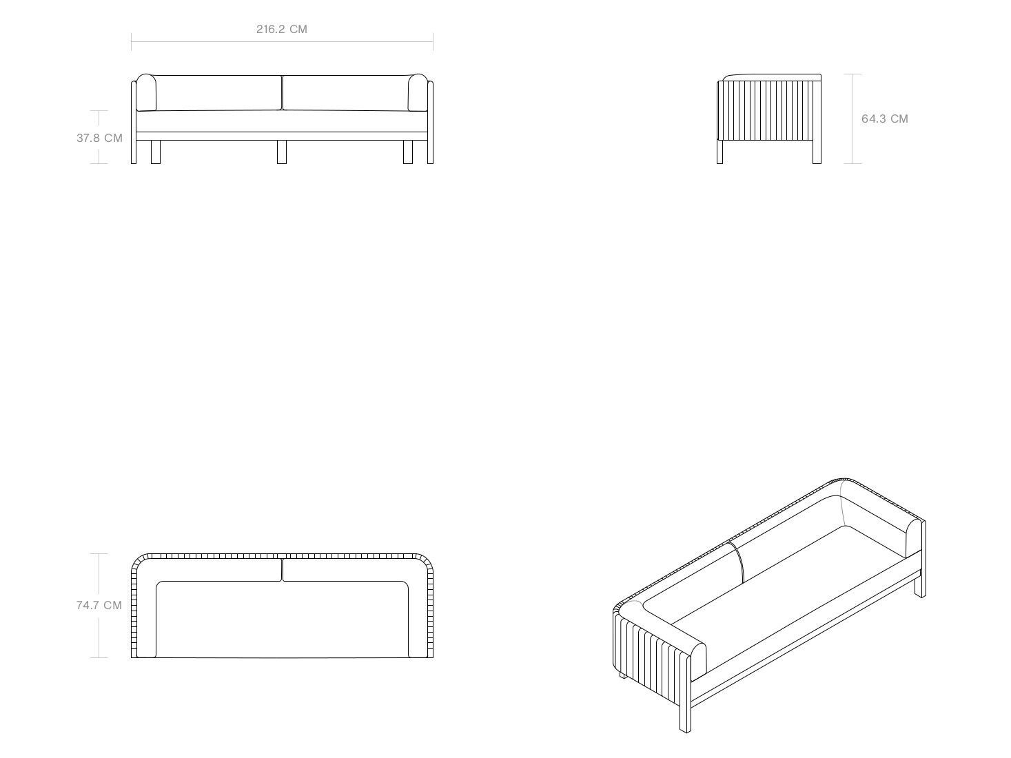 3-местный тканевый диван Phantom Hands Niwar ARCH-00033776 - Вид №7