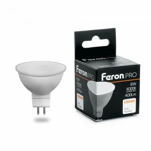 Лампа светодиодная Feron.PRO GU10 6W 2700K OSRAM LED LB-1606 38086 FERON  00-3956762 Матовый