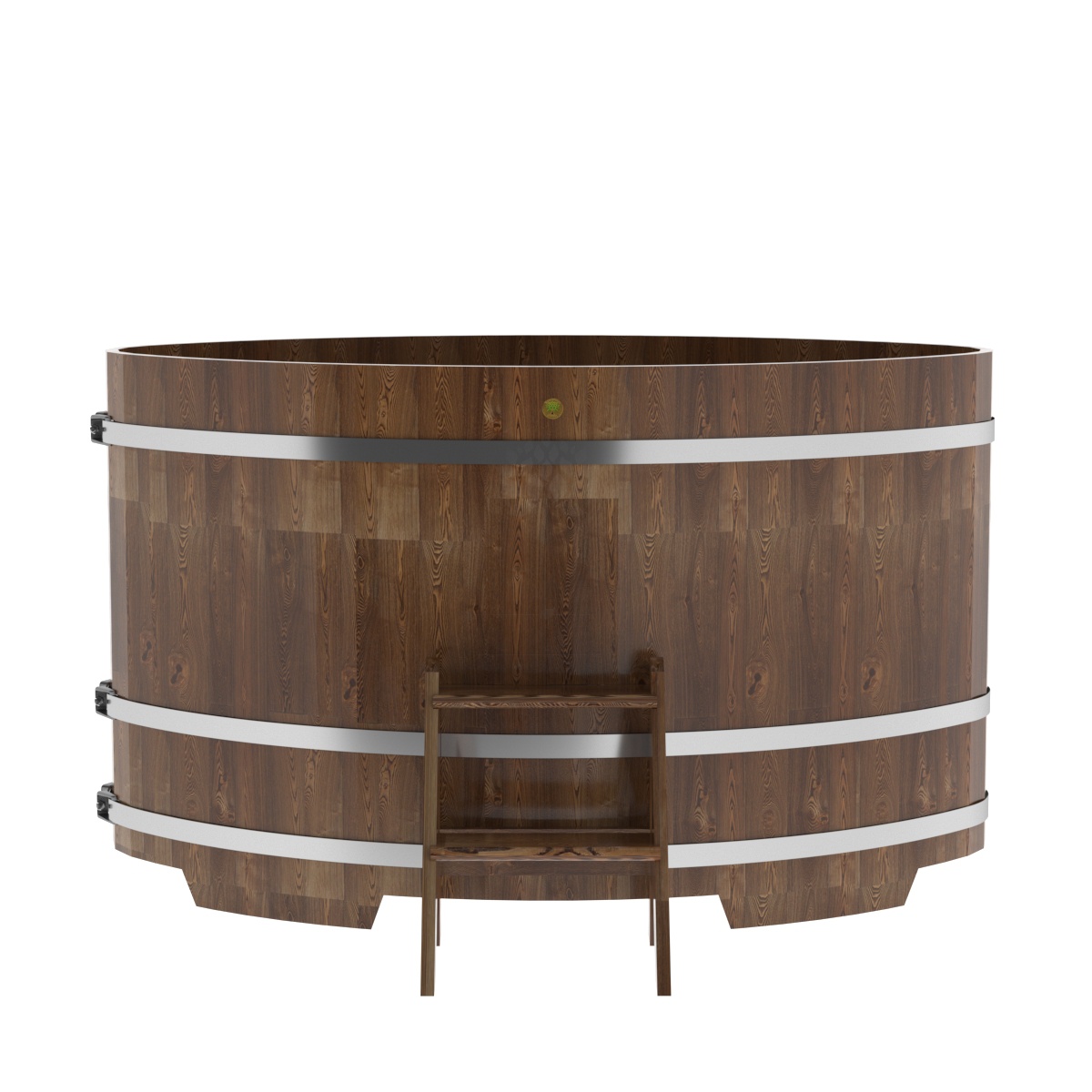 1549 Купель овальная из сращенных ламелей лиственницы 1,15х1,83х1,1 морёная Alyarus  - Вид №3