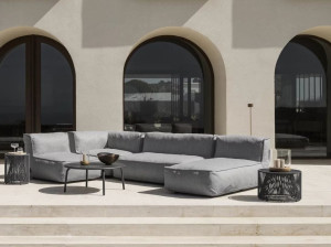 Круглый журнальный столик из стали и веревки