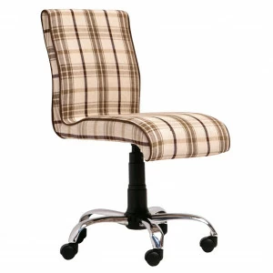 Рабочее креcло на колесах бежевое в клетку Plaid CILEK ROYAL 00-3832271 Бежевый