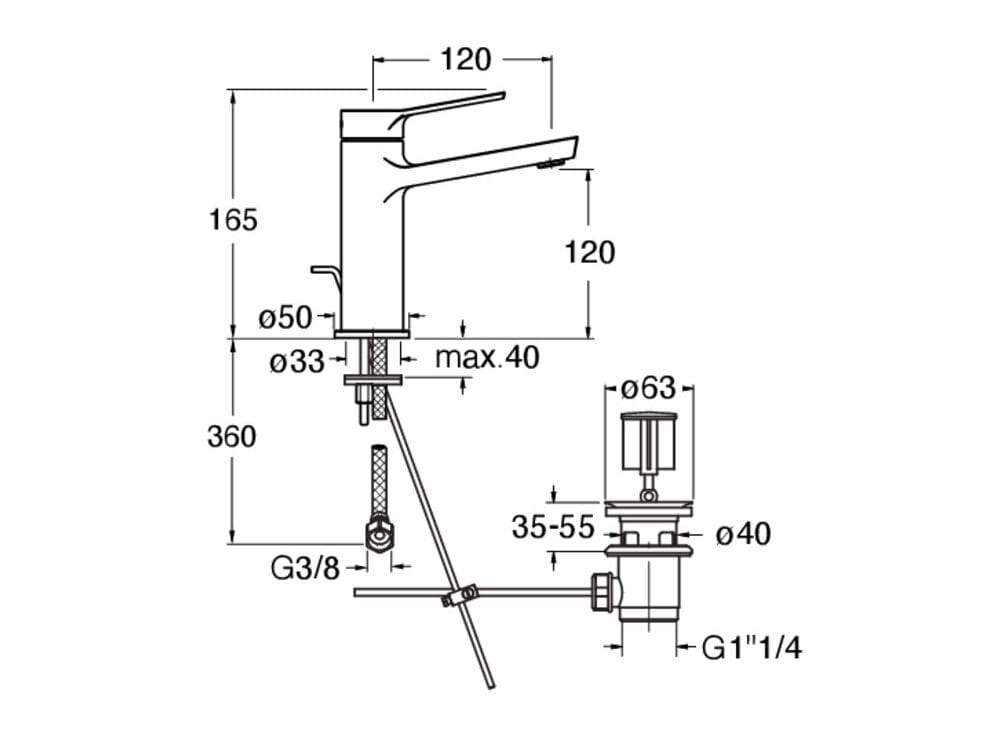 Однорычажный смеситель для раковины CRISTINA Rubinetterie Elevation ARCH-00152522 - Вид №2