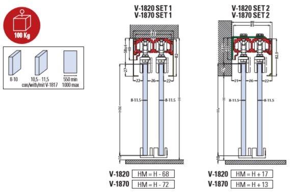 Metalglas Bonomi Комплект раздвижных дверей  V-1820 | v-1870 V-1820 ~ v-1870 - Вид №1