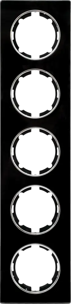 ONEKEYELECTRO Стеклянная рамка для розеток 5-местная черная глянцевая 82838540