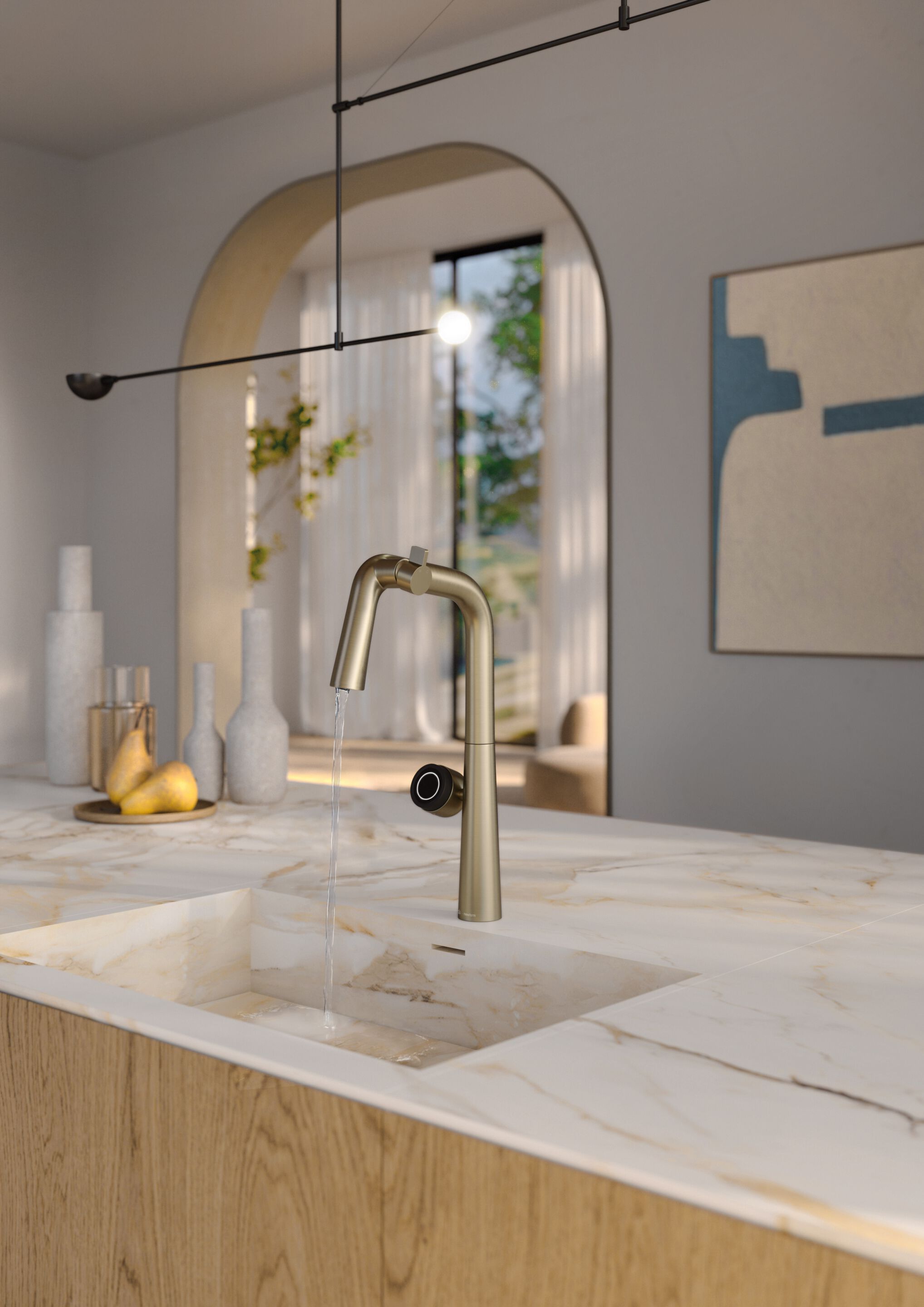 Электронный кухонный смеситель с поворотным изливом Newform ALKIMIA ARCH-00113902 - Вид №6