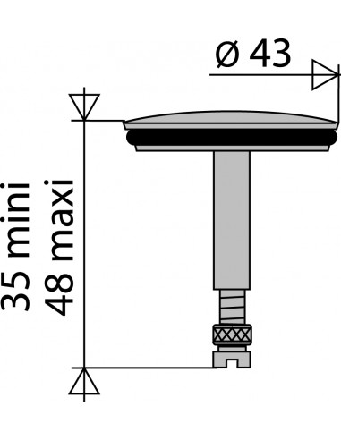 043200 000 01  Обратный клапан для слива ванны, Д. 43 мм, латунь Valentin Хром  - Вид №2