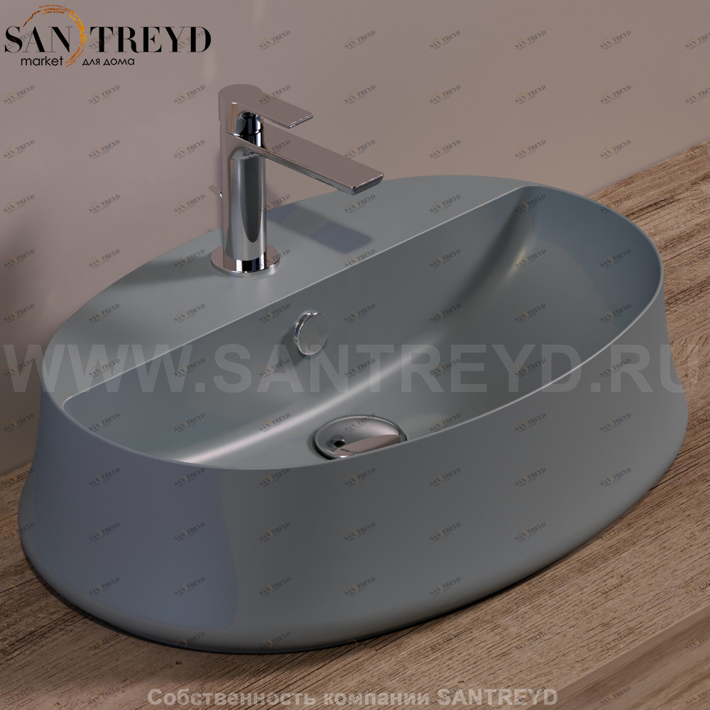 SH05CEMENTOMATT Накладная раковина на столешницу  овальная Simas Sharp
