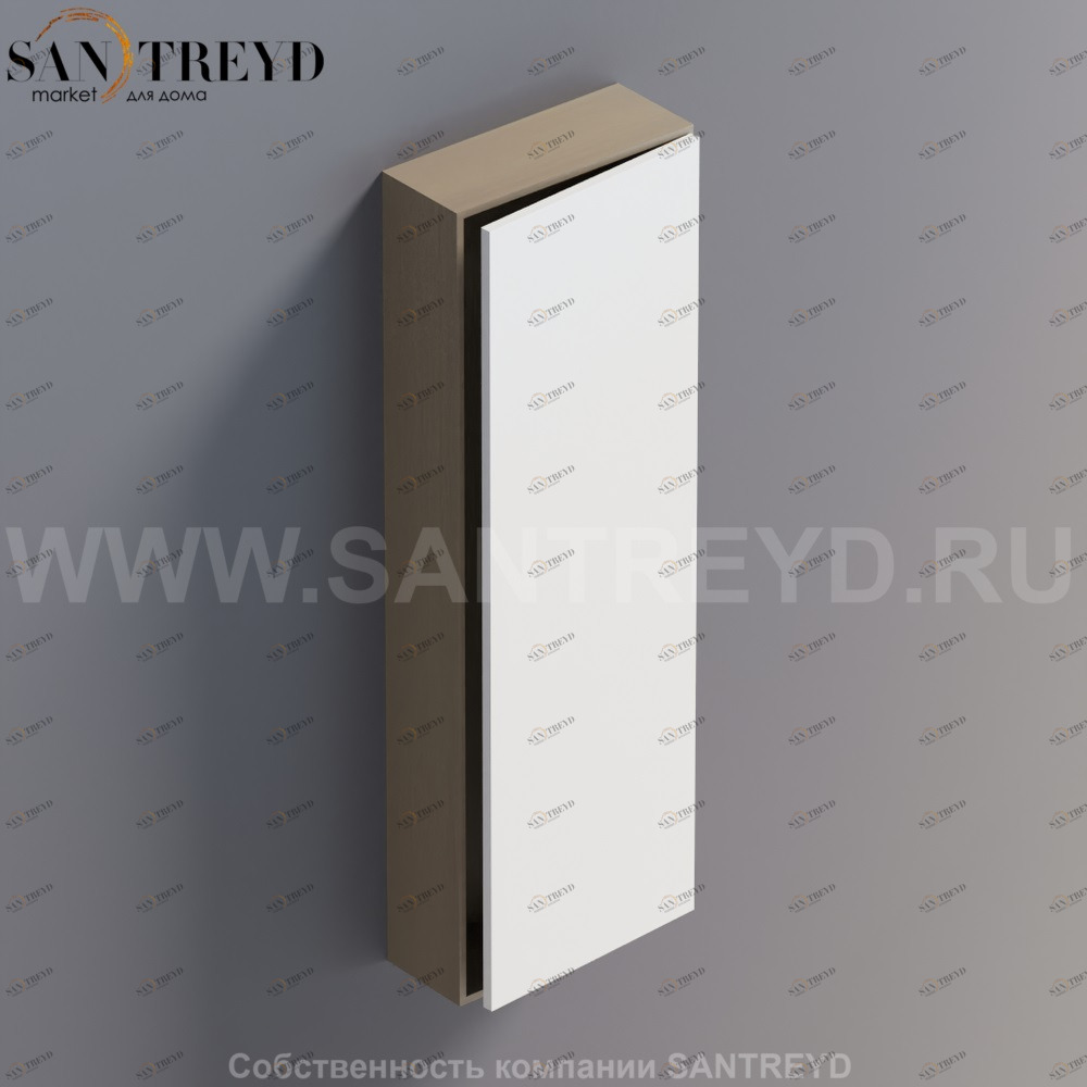 LIFT Модульный шкаф 120 см с правой дверью на доводчиках. Модули могут располагаться горизонтально и вертикально. Отделка: серый дуб и белая краска. AMOB054LZRCDX Agape