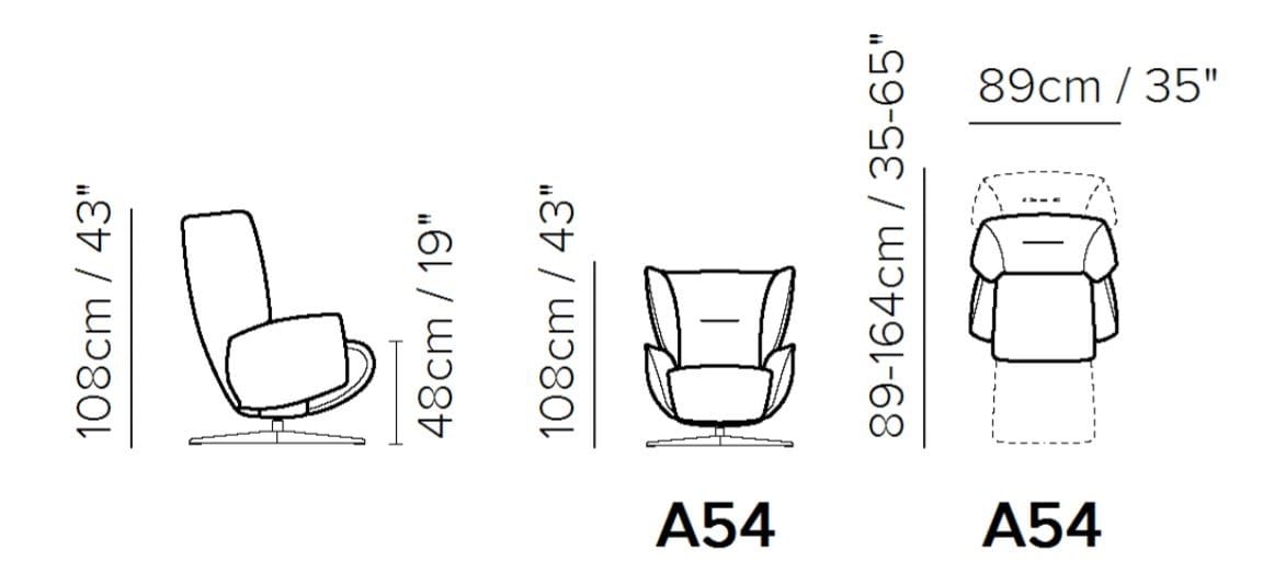 Кожаное вращающееся кресло с подставкой для ног Natuzzi Italia TULIP ARCH-00102287 - Вид №4