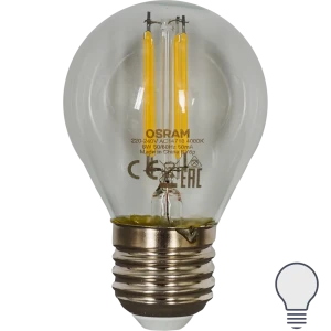 Лампа светодиодная Osram E27 220 В 6 Вт шар прозрачная 800 лм белый свет