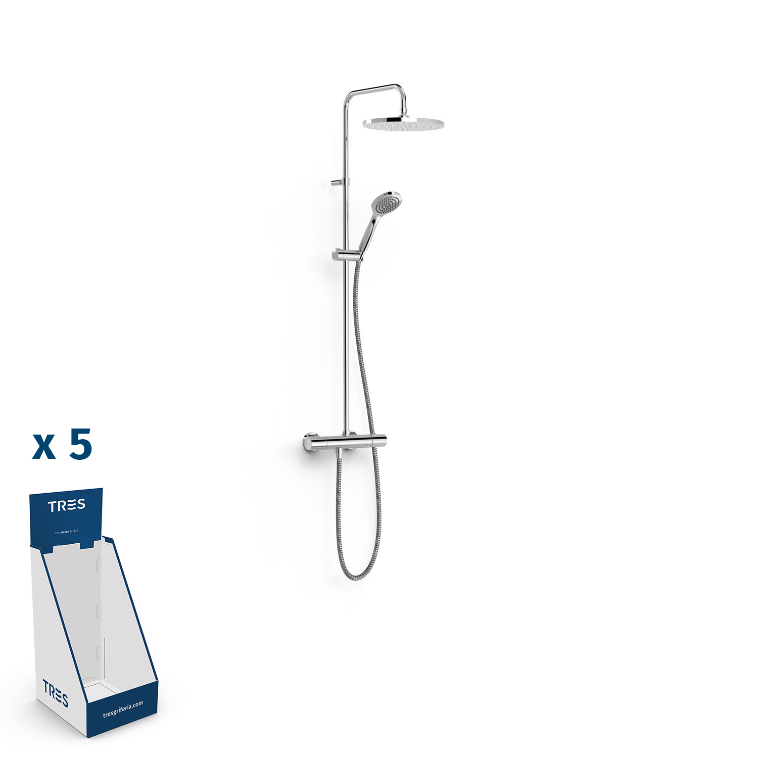 Подвесной 2-ходовой настенный термостатический смеситель для душа -19039301BX TRES Thermostatic