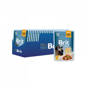 ПР0047466*24 Корм для кошек Premium Cat Gravy Кусочки из филе тунца в соусе пауч 85г (упаковка - 24 шт) Brit